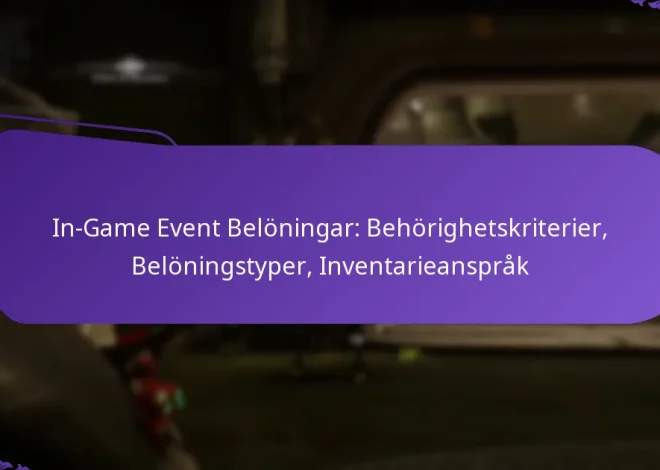 In-Game Event Belöningar: Behörighetskriterier, Belöningstyper, Inventarieanspråk
