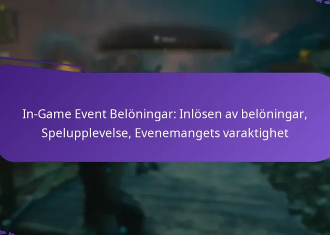 In-Game Event Belöningar: Inlösen av belöningar, Spelupplevelse, Evenemangets varaktighet