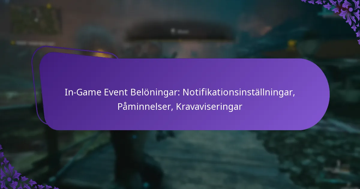 In-Game Event Belöningar: Notifikationsinställningar, Påminnelser, Kravaviseringar