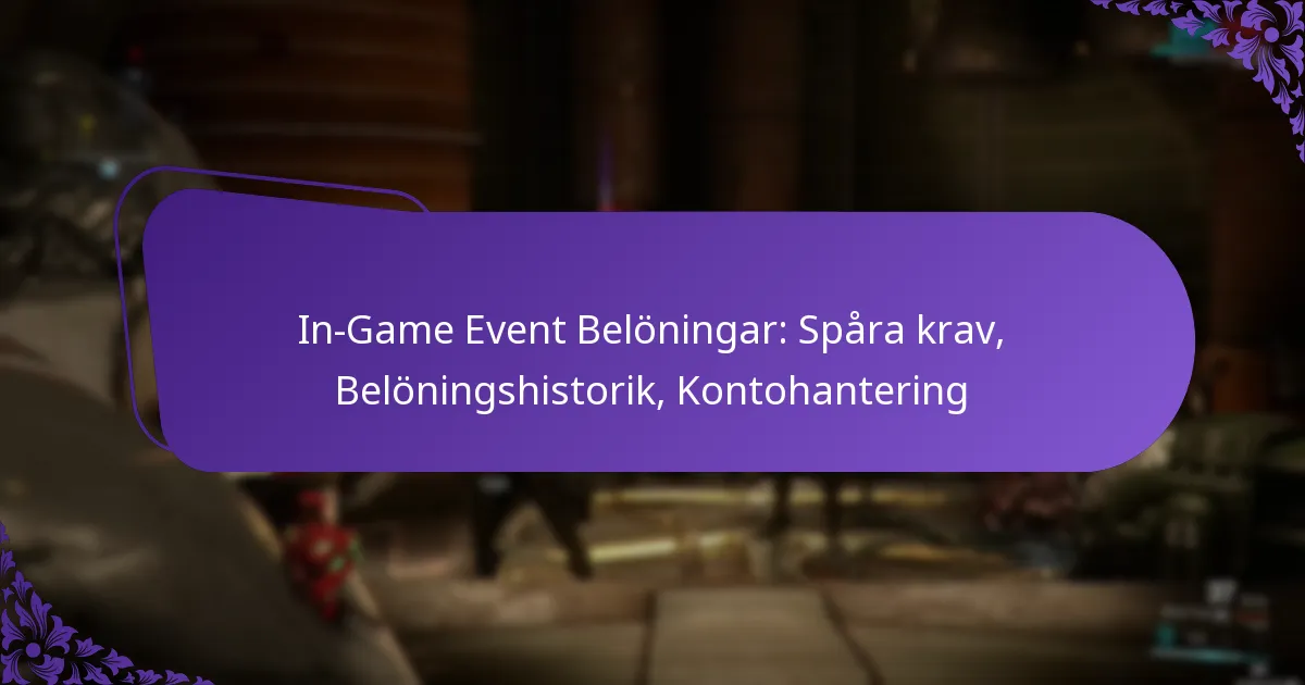 In-Game Event Belöningar: Spåra krav, Belöningshistorik, Kontohantering