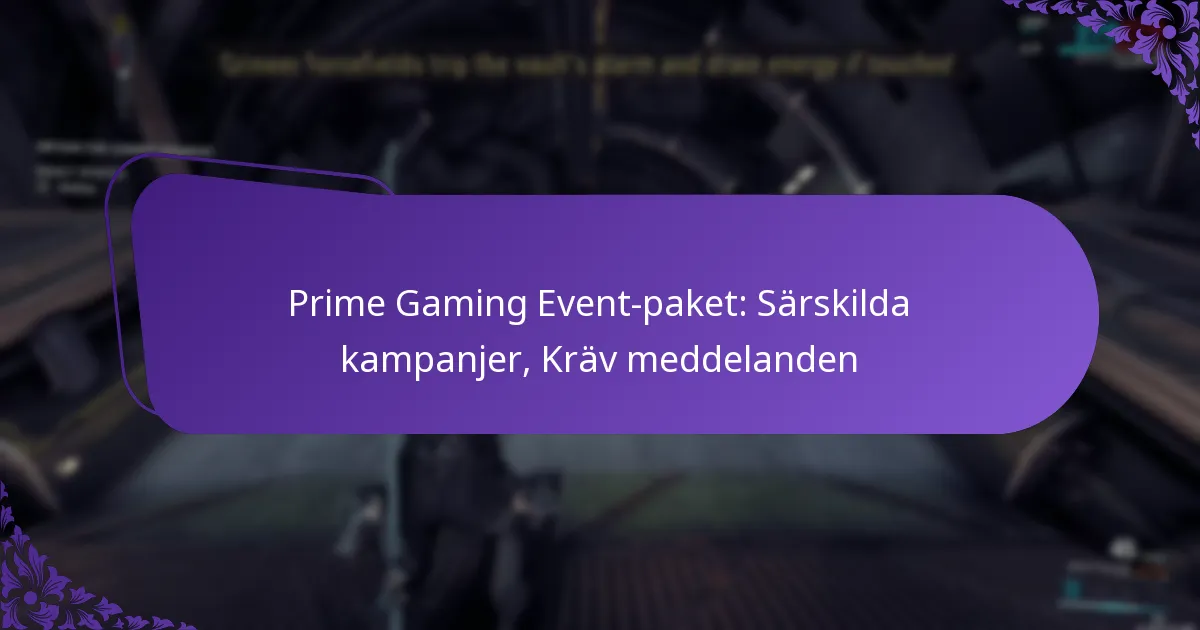 Prime Gaming Event-paket: Särskilda kampanjer, Kräv meddelanden