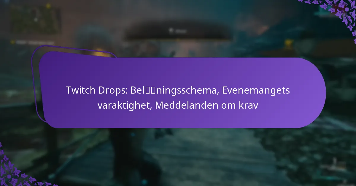 Twitch Drops: Belöningsschema, Evenemangets varaktighet, Meddelanden om krav